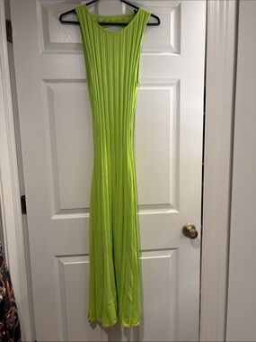 Meshki Neon Lime Ribbed Sleeveless Maxi Dress